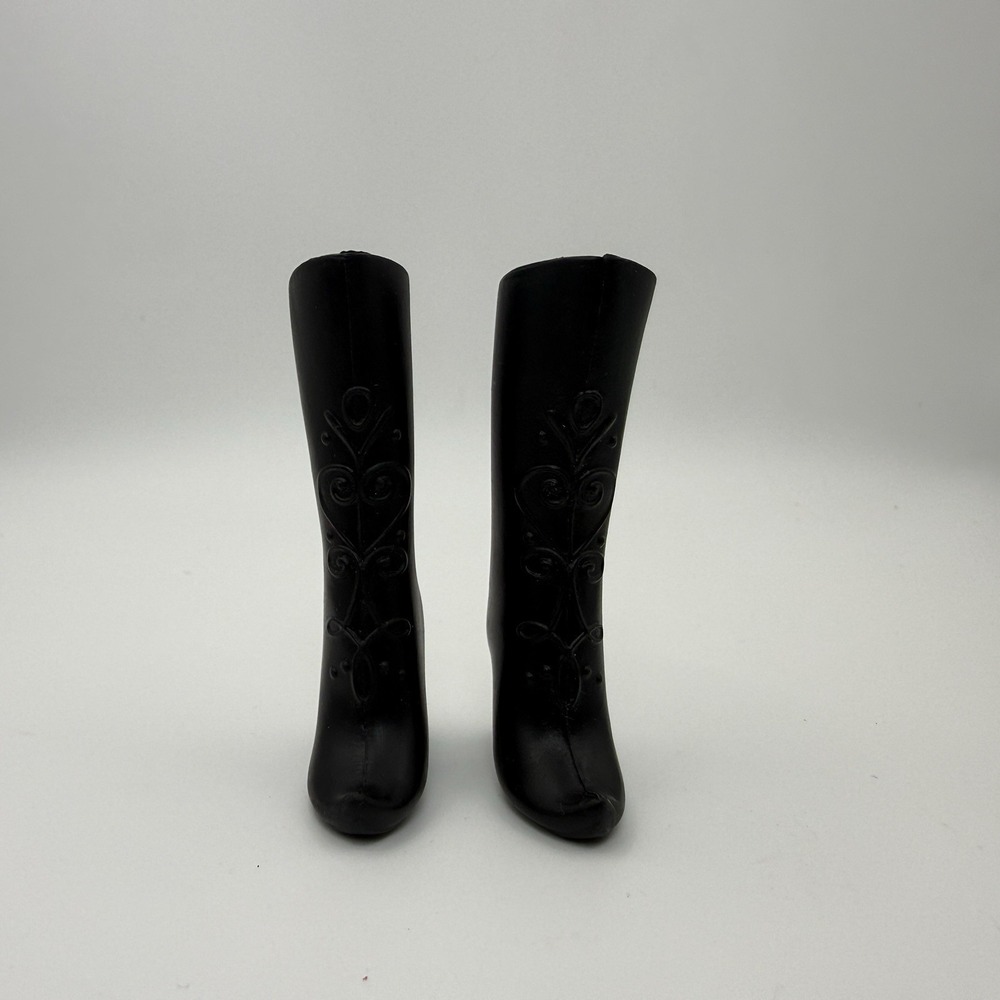 Mattel Barbie Doll Boots Disney Princess Anna Frozen Tall Black Scroll Curved